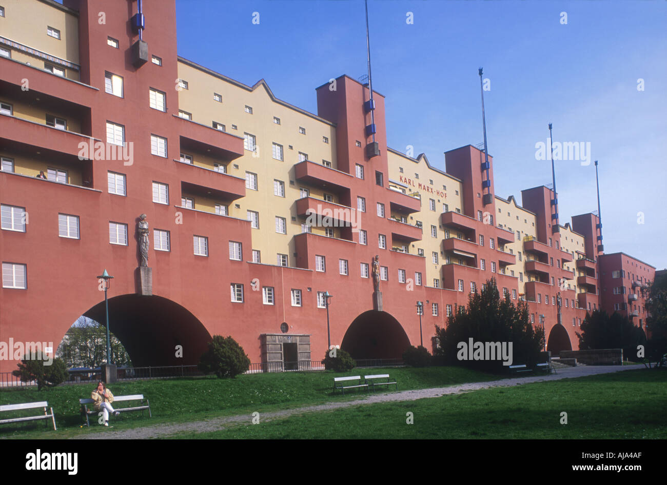 Karl Marx edificio Hof Vienna Wien Austria Oesterreich Europa Europa Foto Stock