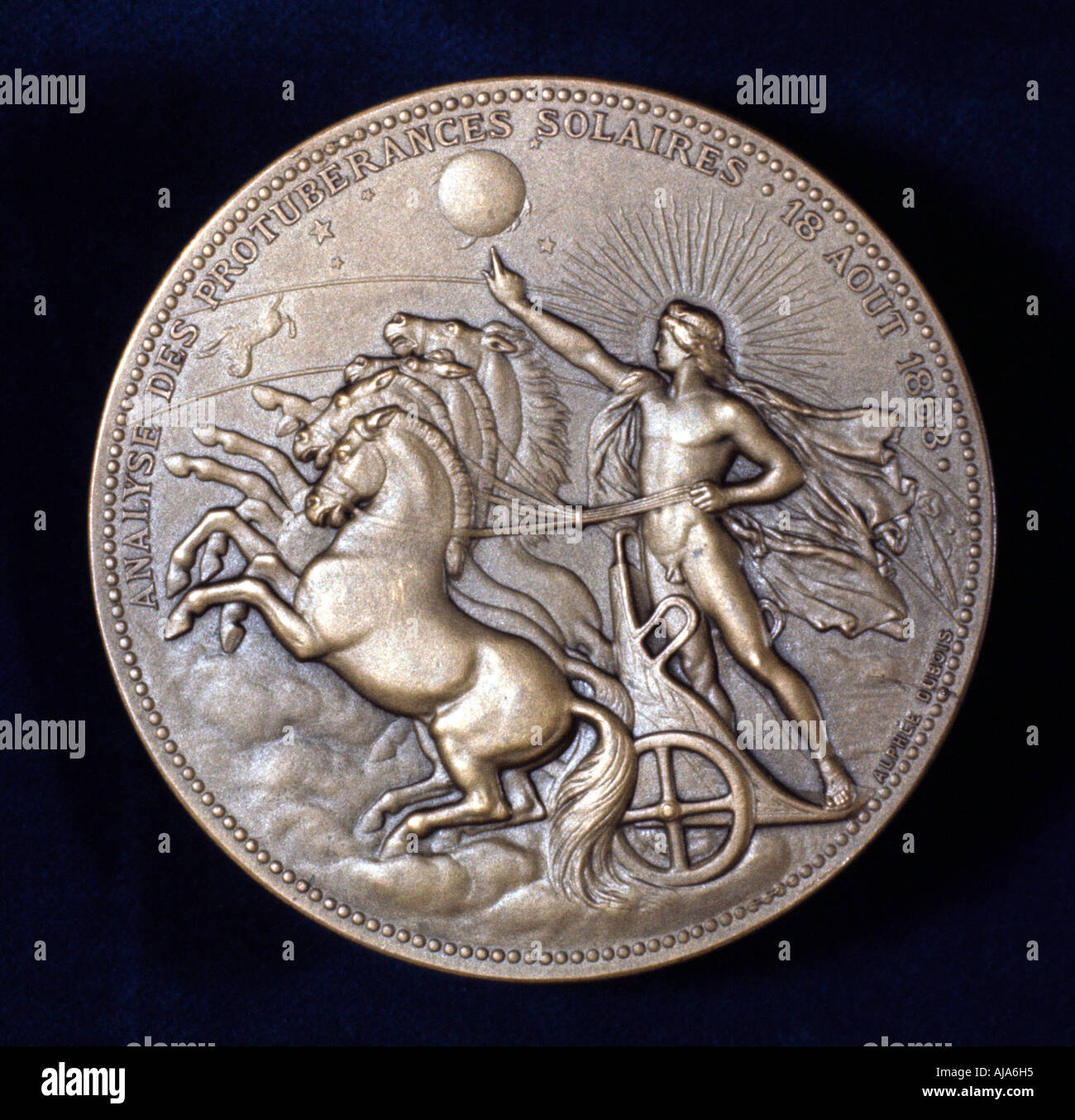 Medaglia commemorativa Pierre Janssen e Norman Lockyer, Francese e Inglese gli astronomi, 1868. Artista: sconosciuto Foto Stock