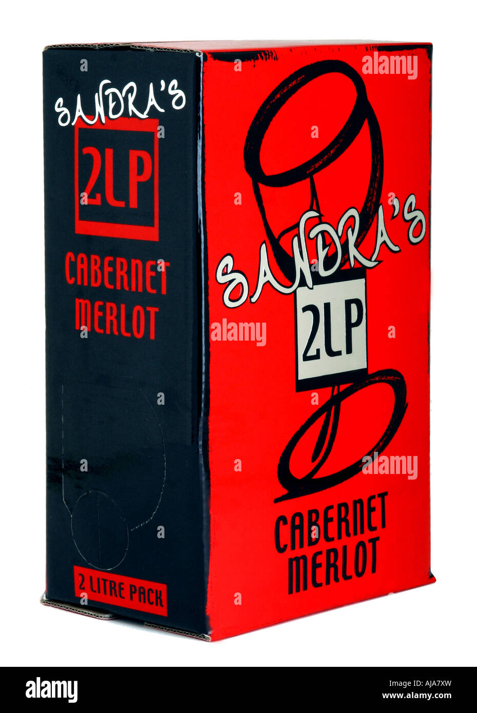 Cartone di cabernet merlot vino rosso Foto Stock