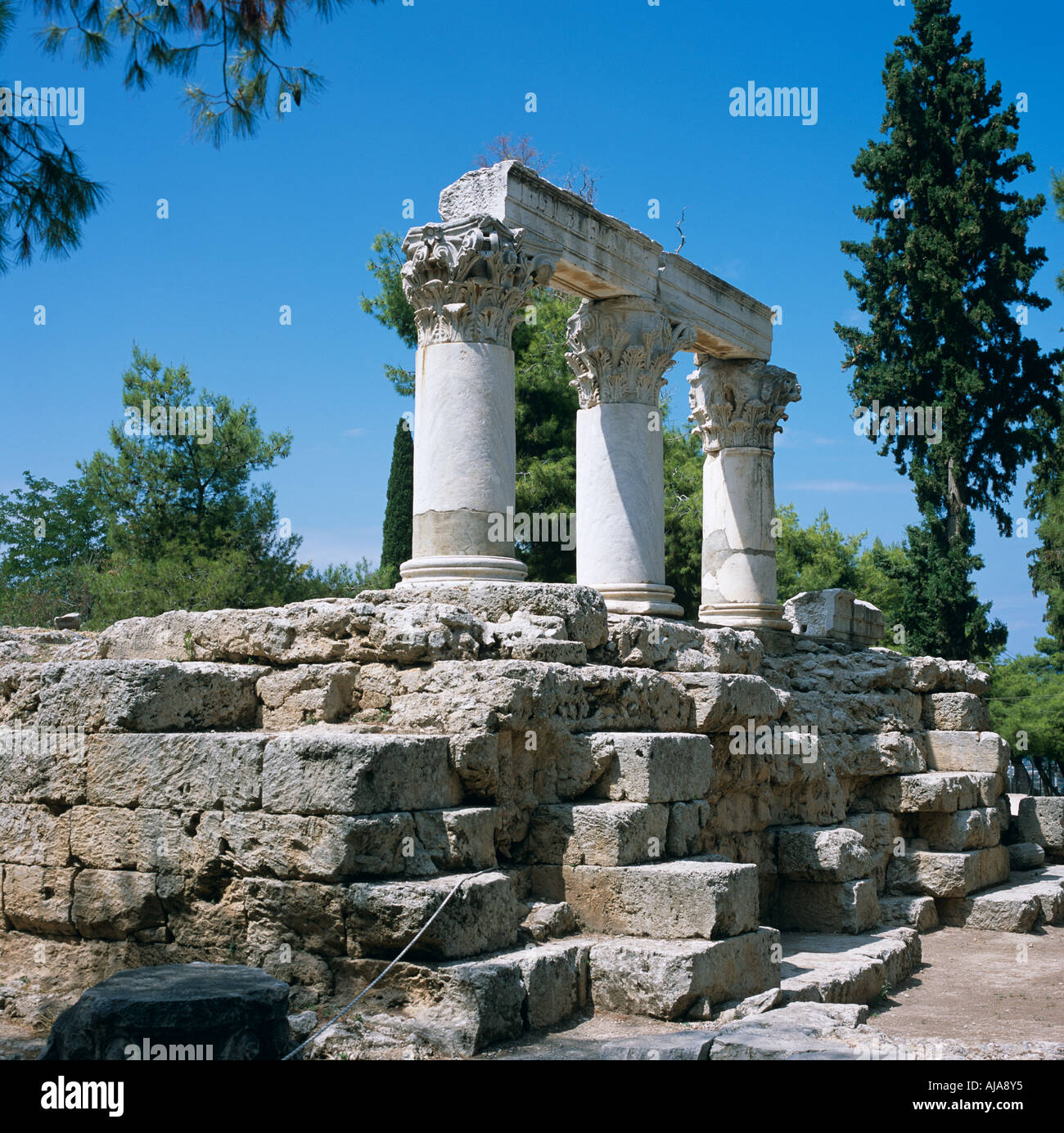 Antica Corinto Peloponneso Grecia continente Hellas Foto Stock