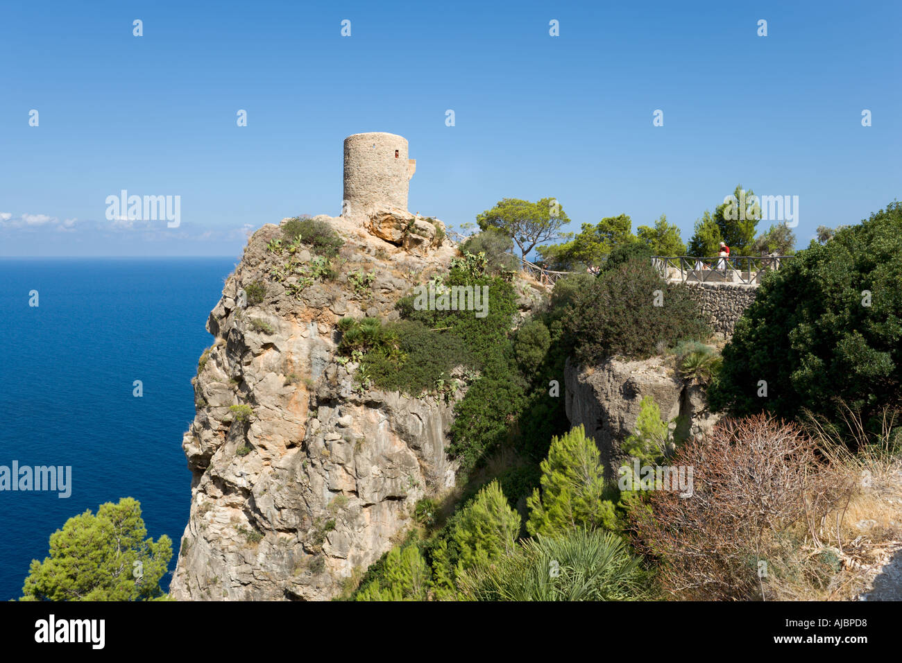 Mirador Torre del Verger vicino a Banyalbufar, Costa Ovest, Mallorca, Spagna Foto Stock