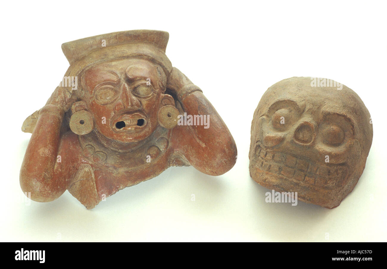Ceramiche precolombiani dall'area Ixil del Guatemala Classic Maya frammenti di ceramiche di navi più grandi Foto Stock