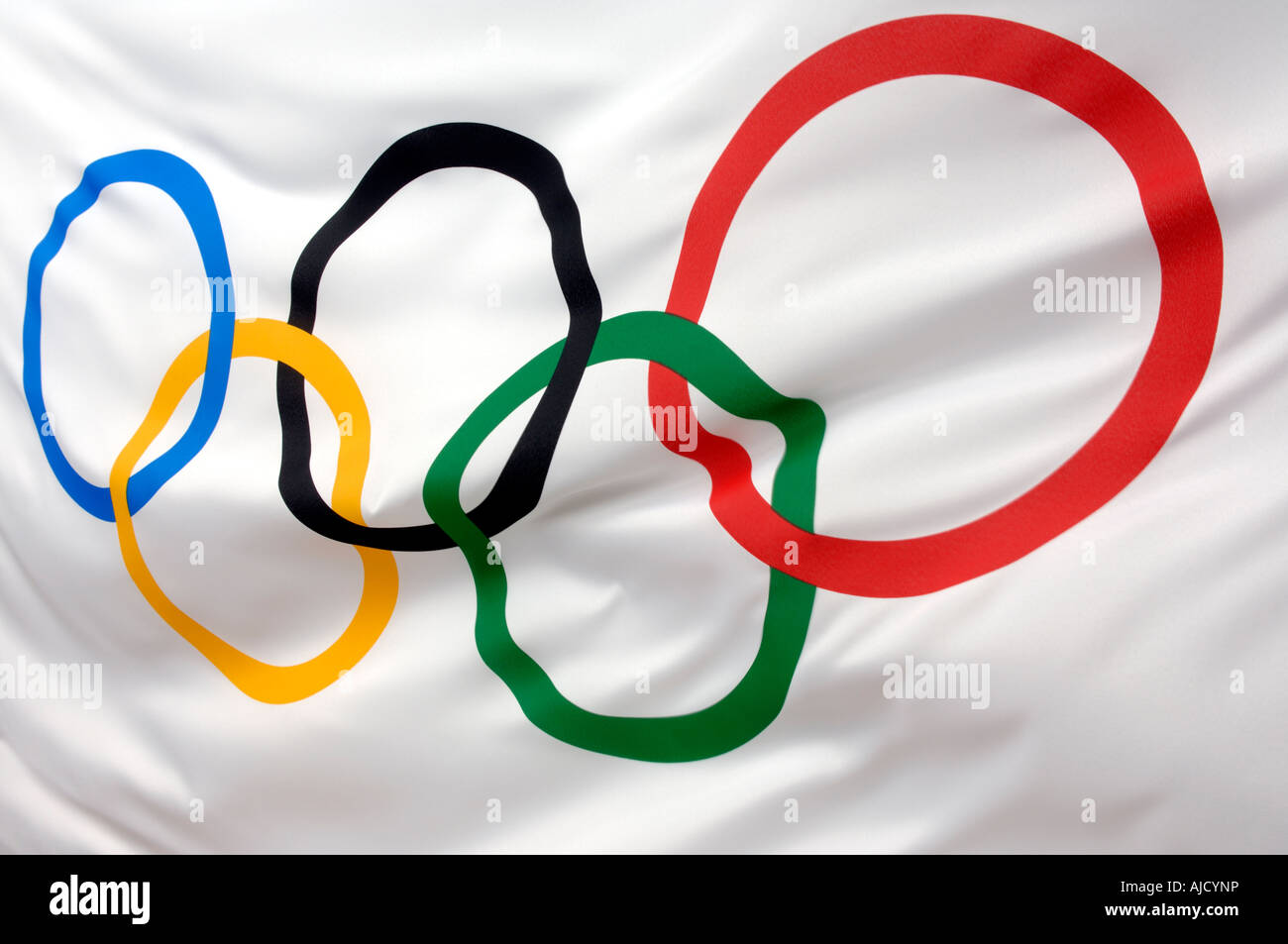 Bandiera olimpica Foto Stock