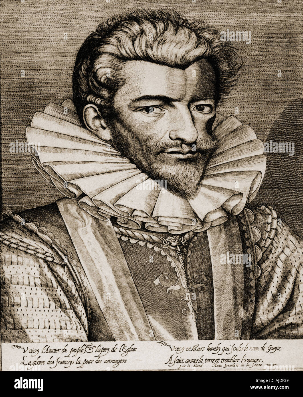 Enrico I, il principe di Joinville, il duca di Guisa, Conte di UE, 1550 -1588. Da una incisione da Le Blond Foto Stock