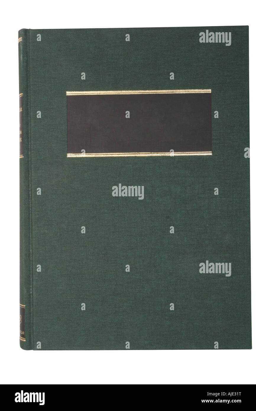 Vuoto libro verde coperchio isolato su bianco con tracciato di ritaglio Foto Stock