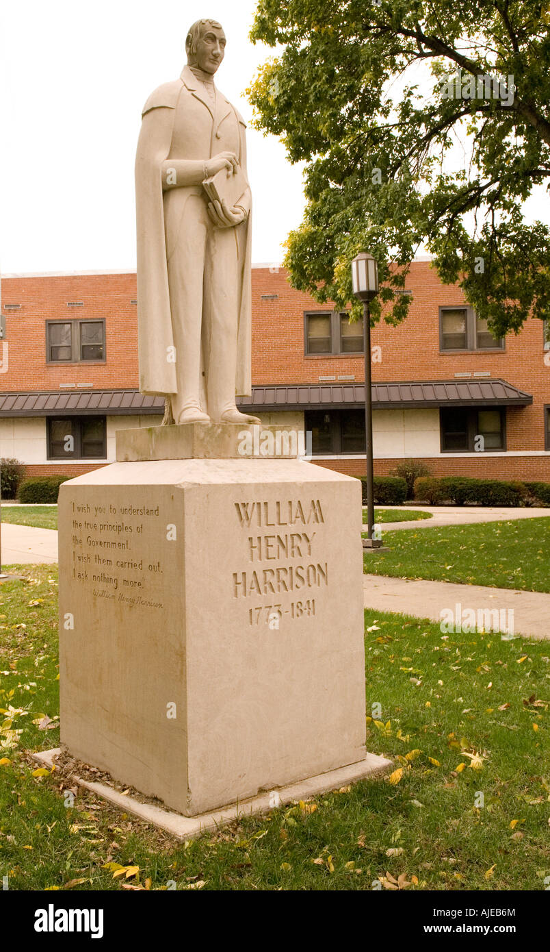 Statua di William Henry Harrison alla Vincennes University, Indiana, Stati Uniti Foto Stock