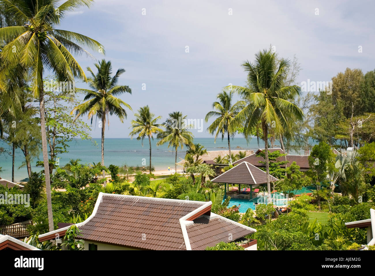 Nang Thong Bay Resort ricostruito dopo lo tsunami Khao Lak Thailandia Foto Stock