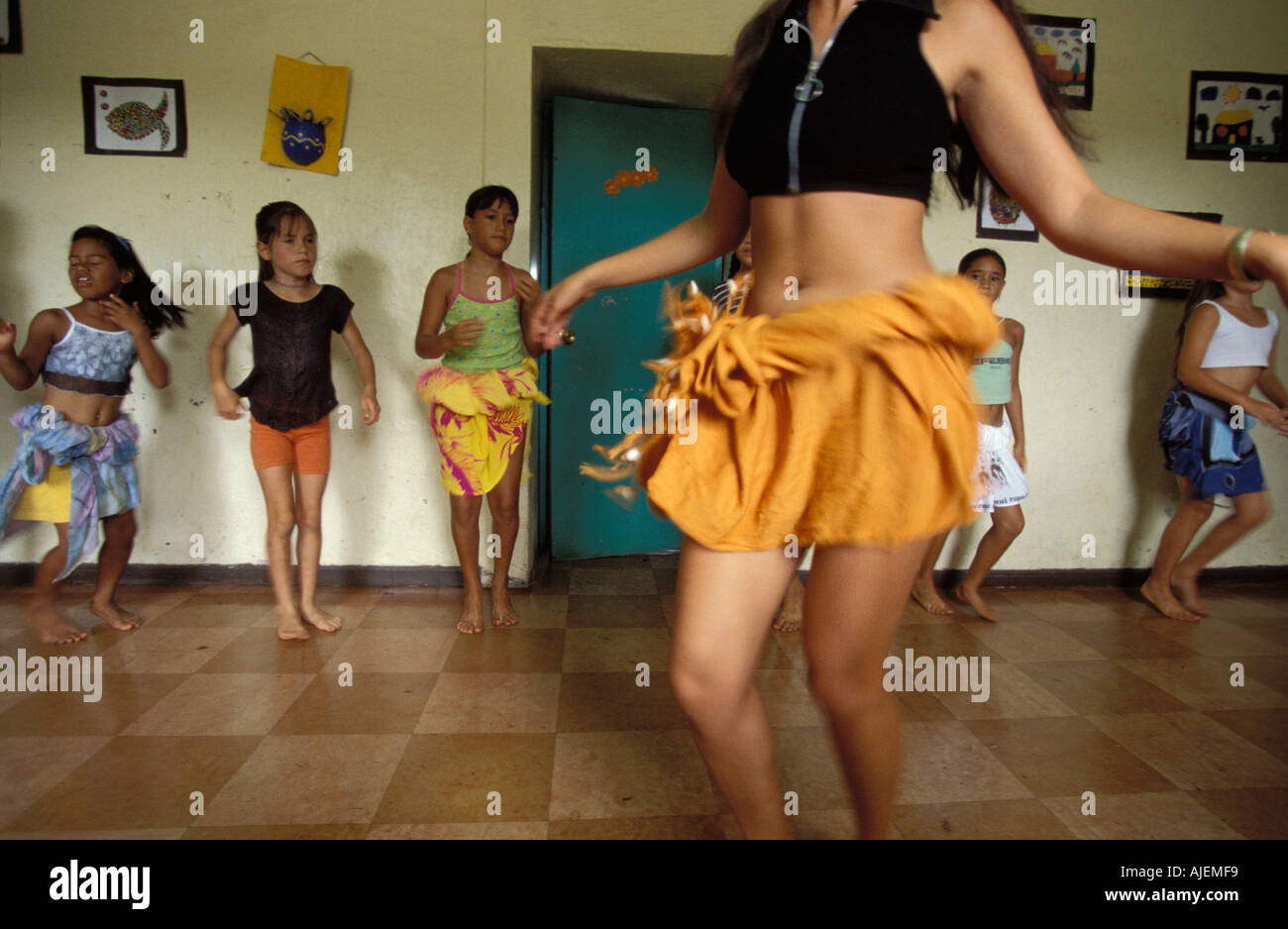 Rapa Nui insegnante di danza tradizionale Foto Stock