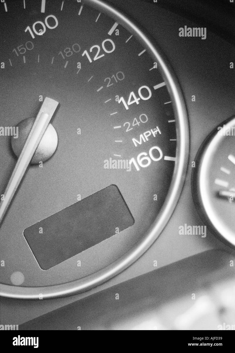Cruscotto di automobile in bianco e nero Foto Stock