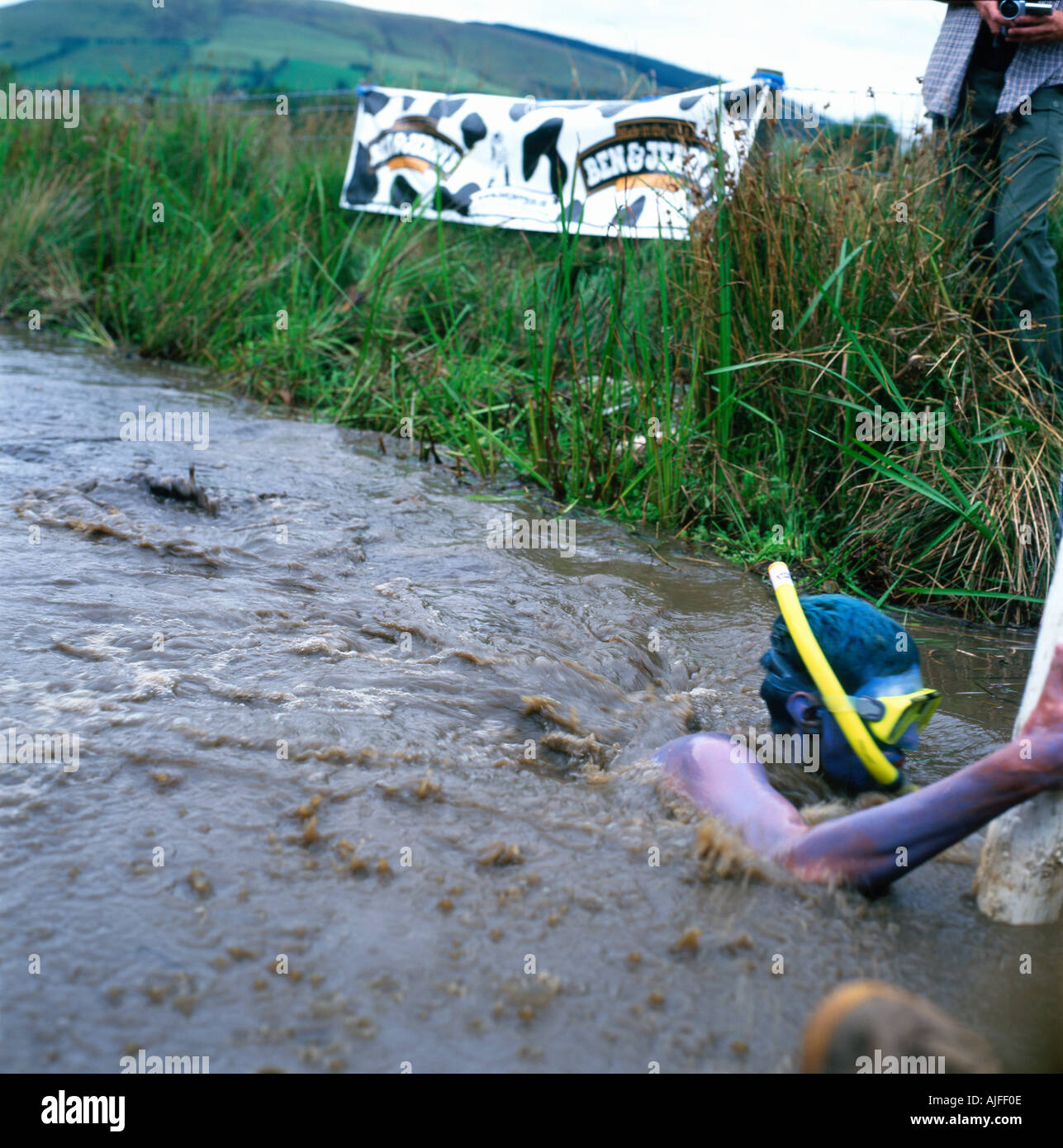 Il mondo Bog Snorkelling campionati è tenuto annualmente in una metà del Galles torbiera in Waen Rhydd, Llanwrtyd Wells, Powys, Wales, Regno Unito KATHY DEWITT Foto Stock