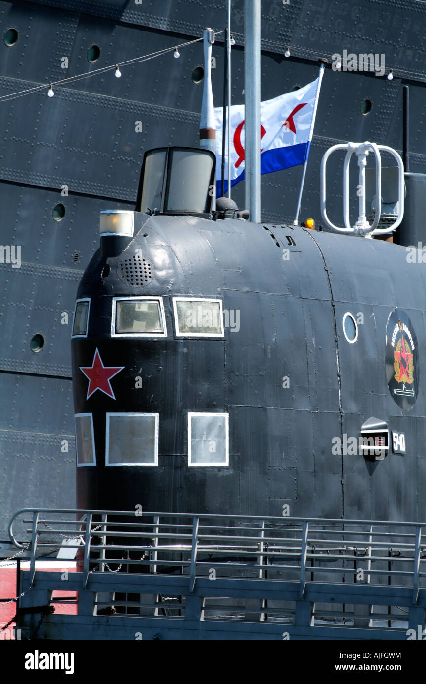 Un russo Foxtrot sottomarino di classe della ex Unione Sovietica chiamato navy Scorpion a Long Beach Foto Stock