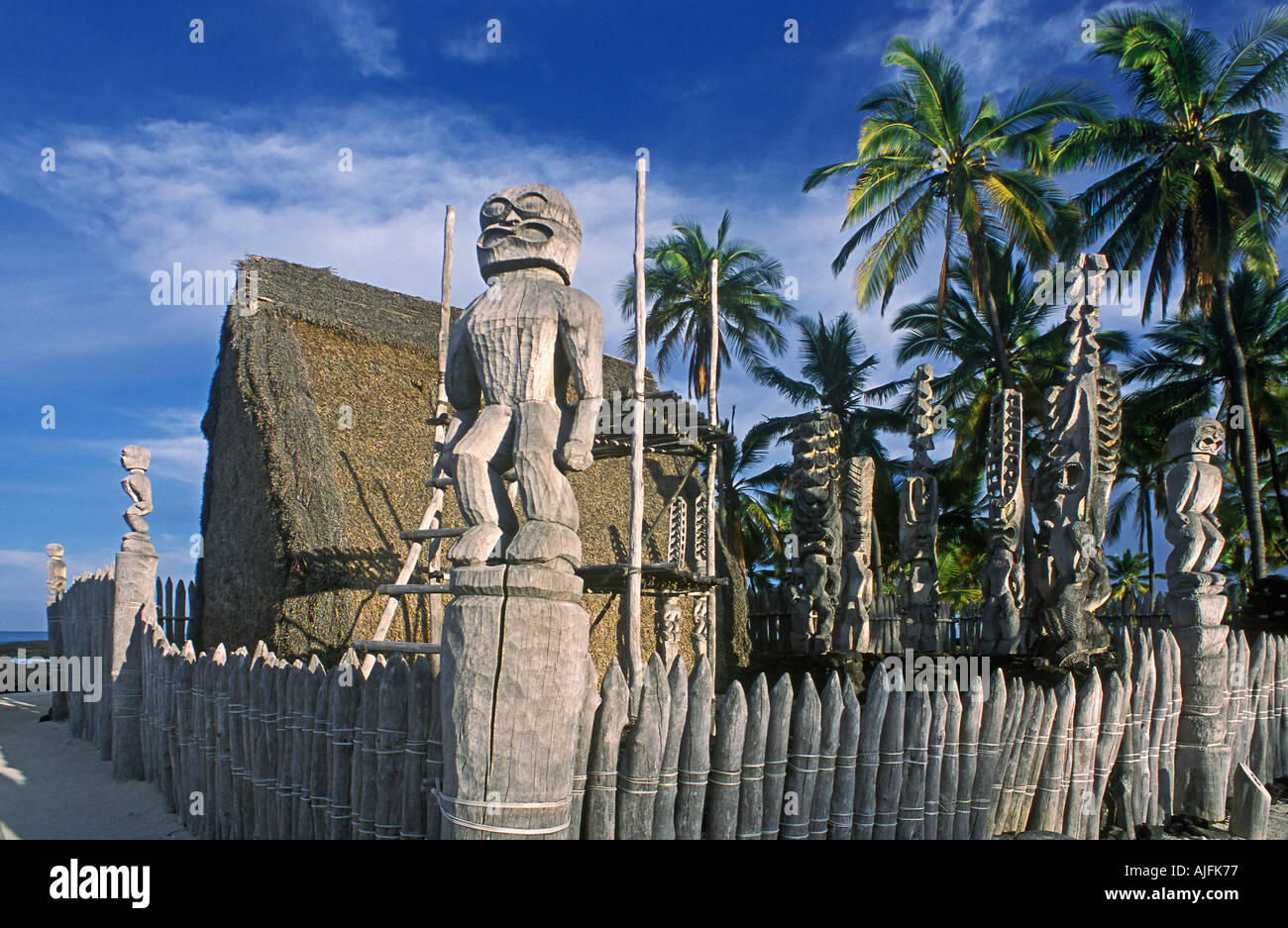 Puʻuhonua o Hōnaunau National Historical Park; città di rifugio, la Big Island delle Hawaii Foto Stock