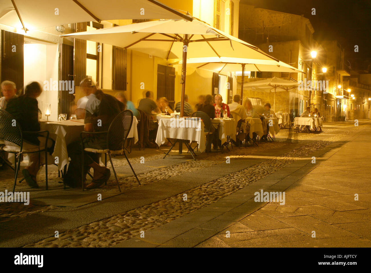Scena notturna di Alghero, Sardegna, Italia Foto Stock