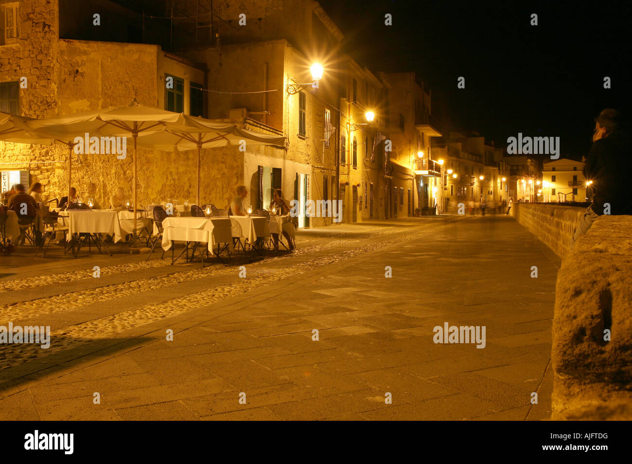 Scena notturna di Alghero, Sardegna, Italia Foto Stock