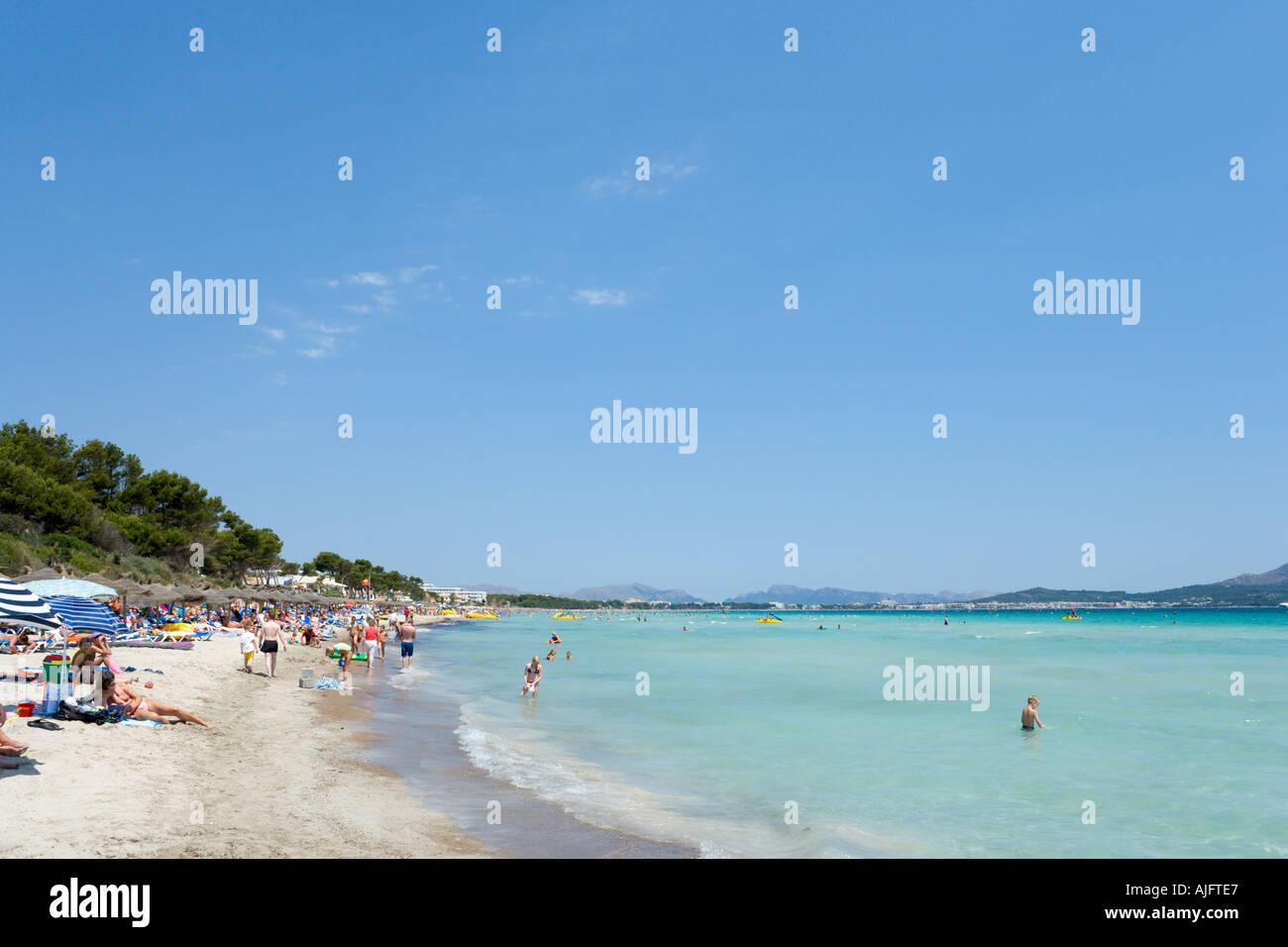 Spiaggia, Platja de muro, Alcudia, Mallorca, Spagna Foto Stock