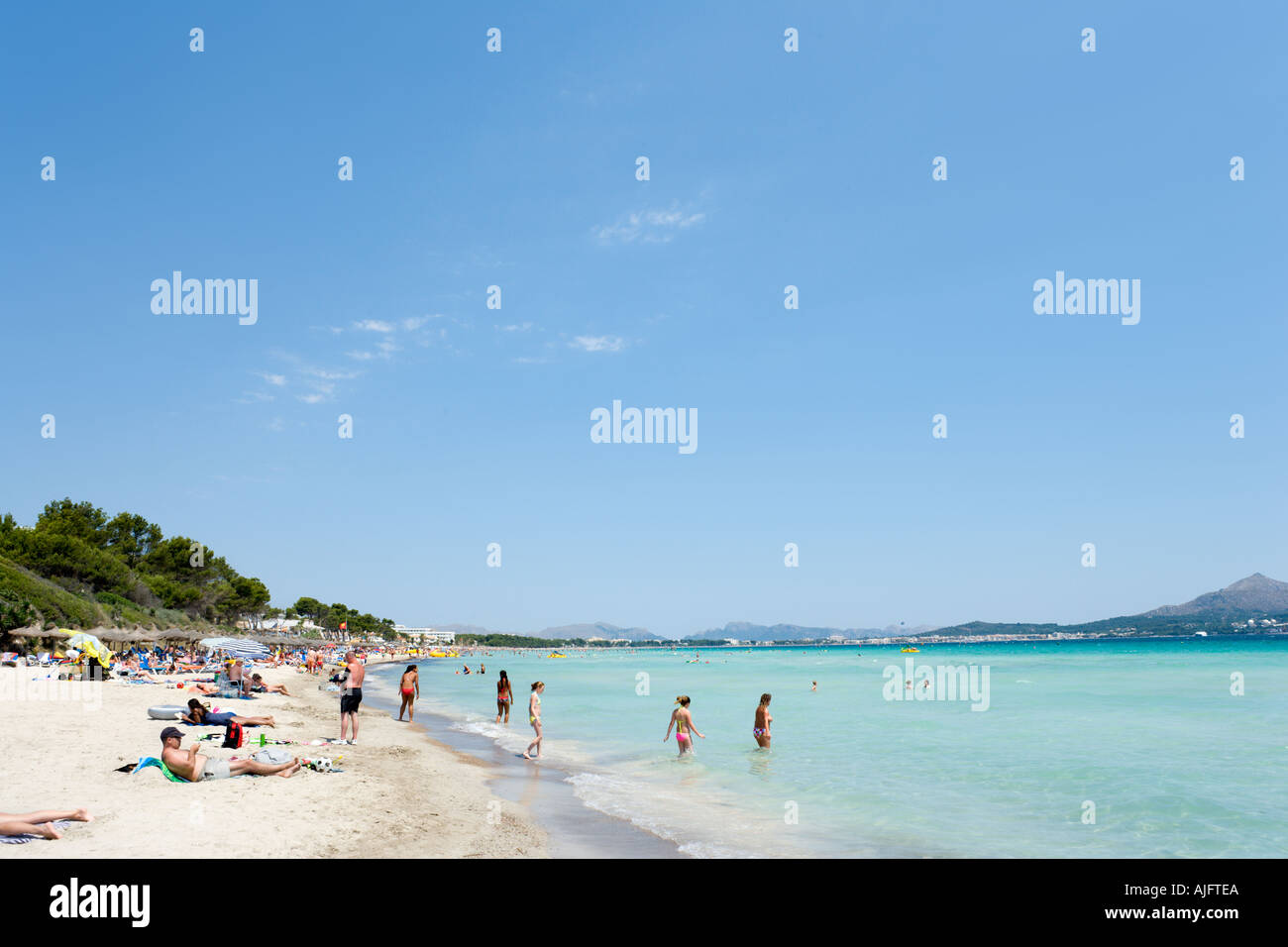 Spiaggia, Platja de muro, Alcudia, Mallorca, Spagna Foto Stock