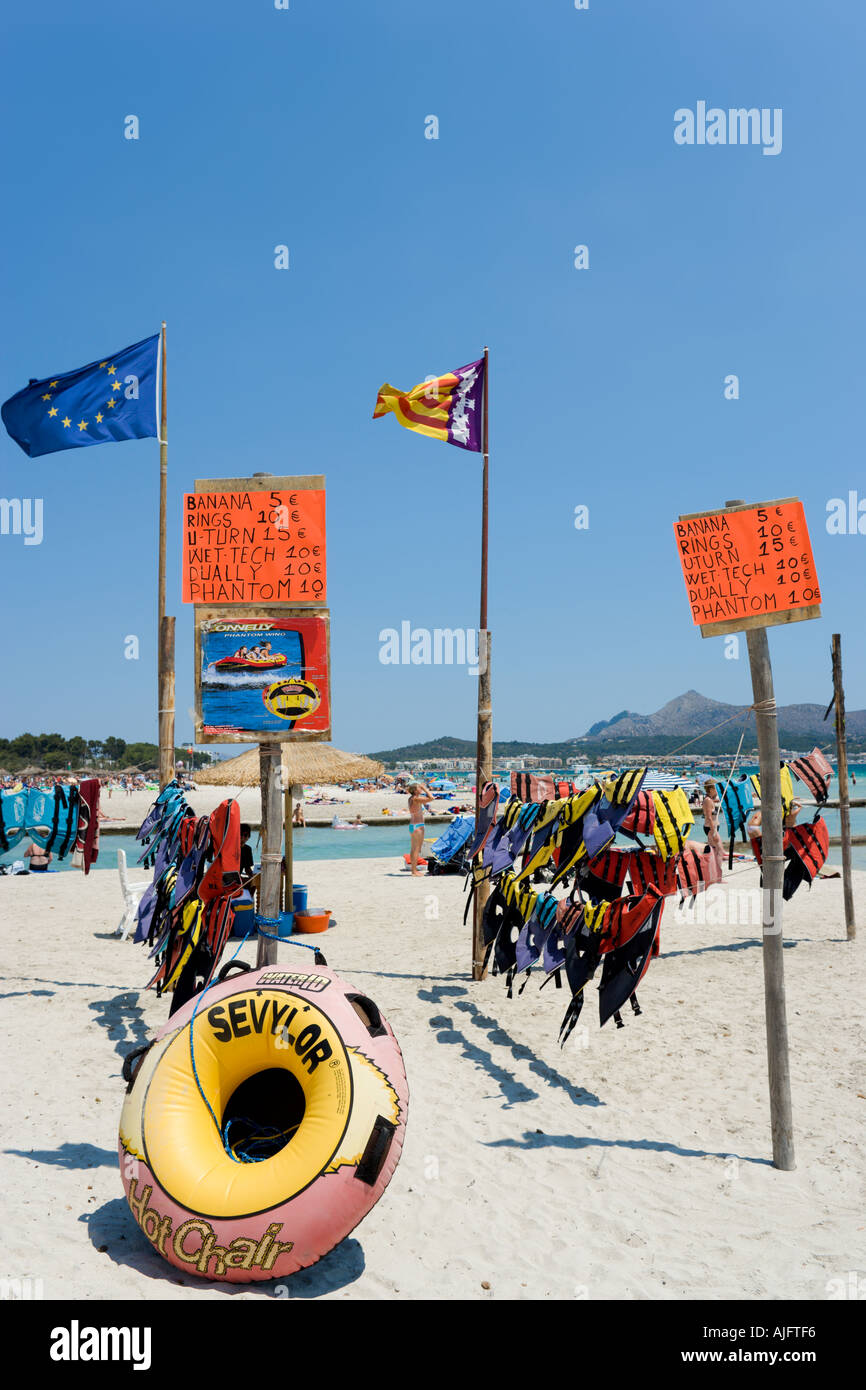 Spiaggia, Puerto de Alcudia, Mallorca, Spagna Foto Stock