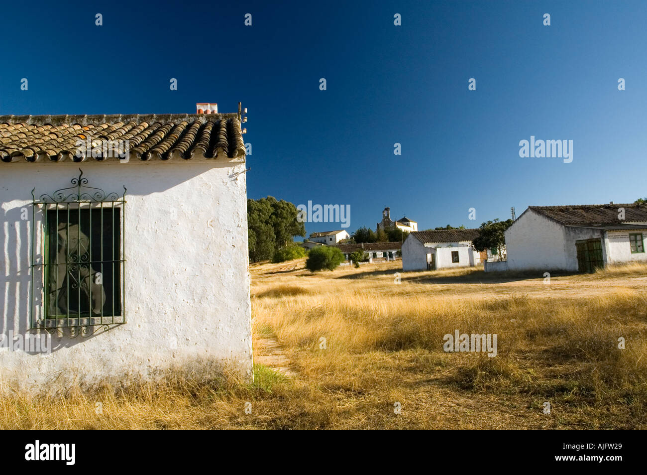 Case nel villaggio abbandonato di Cabezudos Almonte Huelva spagna Foto Stock