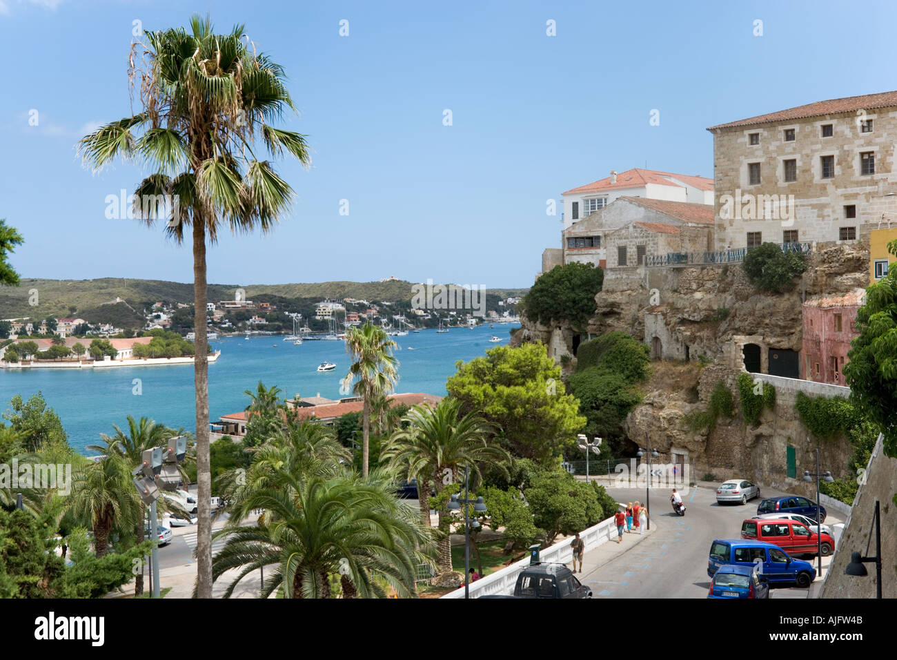 Porto nella città vecchia, Mahon Minorca, Isole Baleari, Spagna Foto Stock