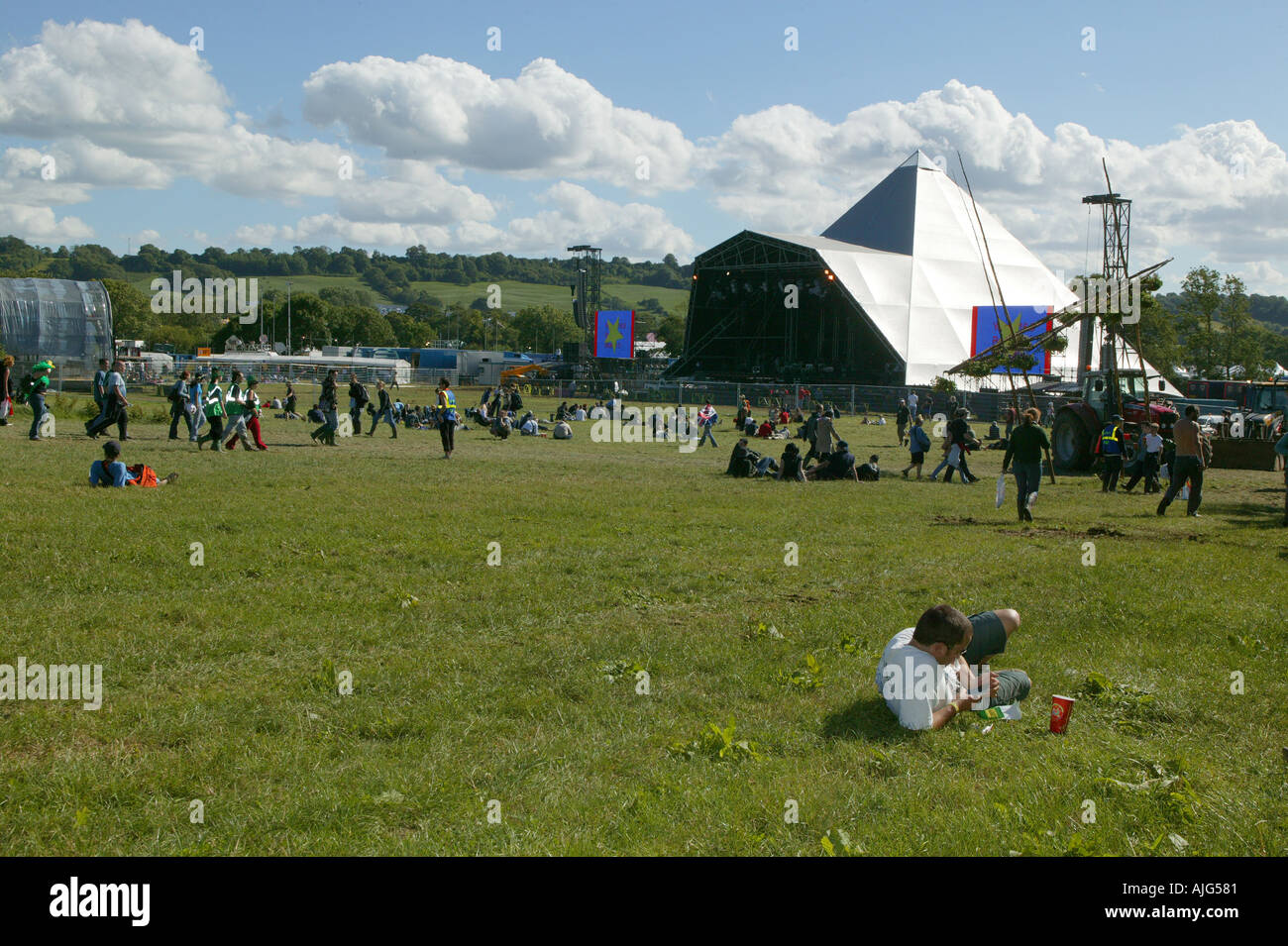 La piramide stadio principale di Glastonbury festival di musica Pilton Somerset Inghilterra Foto Stock