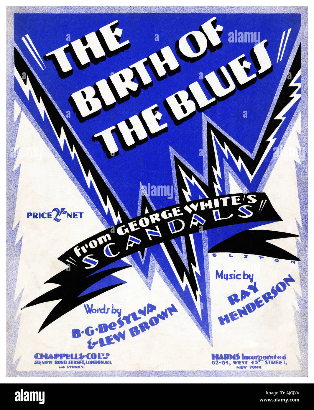La nascita del blues, copertura del foglio di musica per il brano da George bianchi scandali, 1926 Broadway show Foto Stock