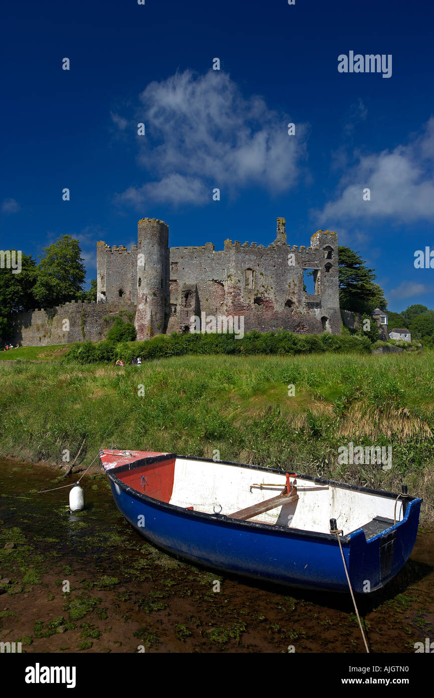 Laugharne Castello, West Wales Foto Stock