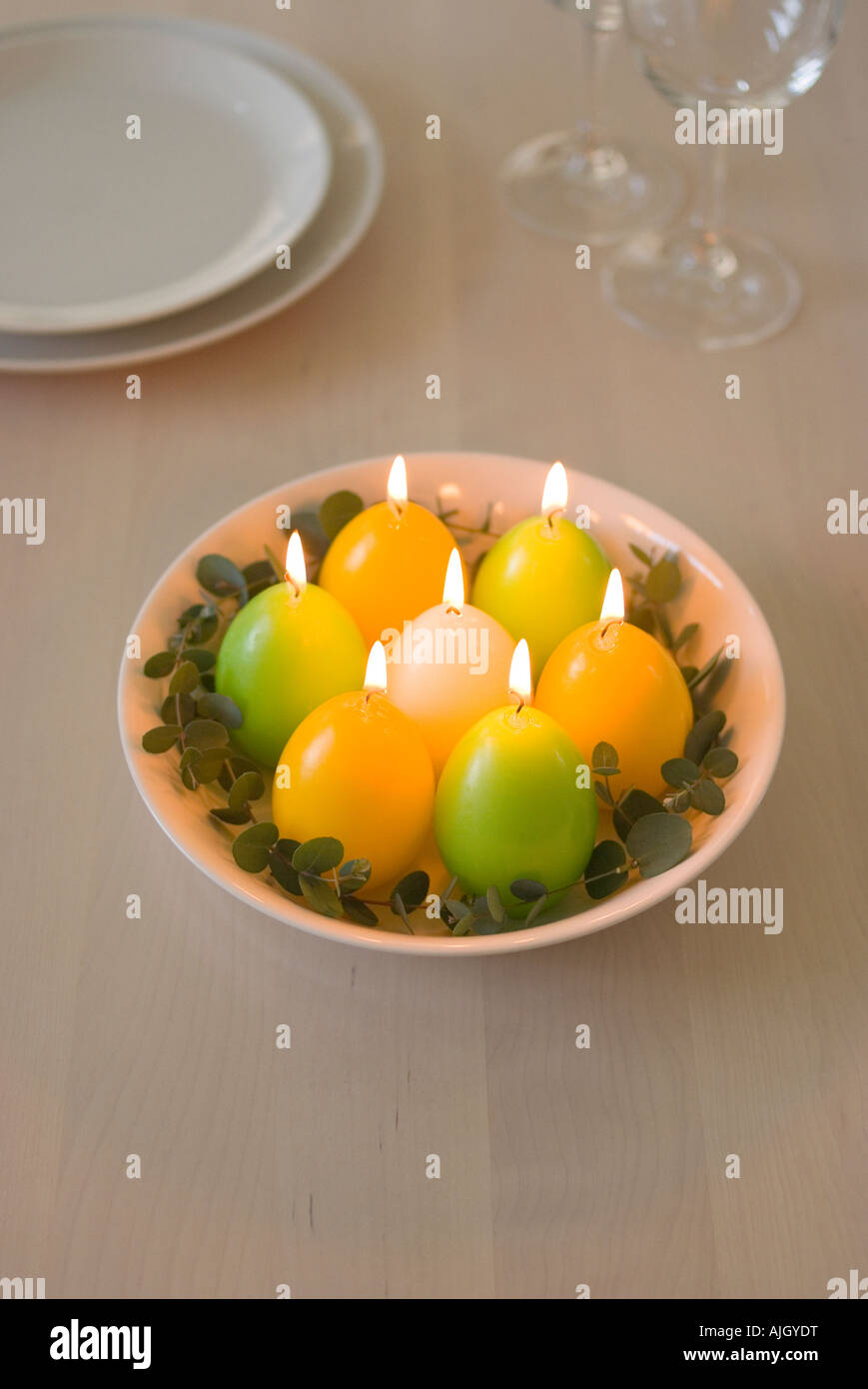Uova a forma di candele Foto Stock