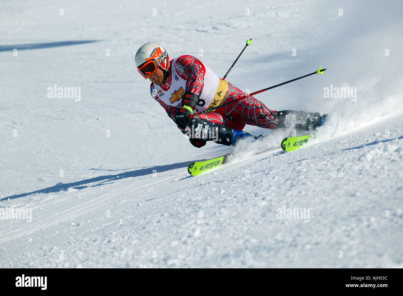 Peter Anderson presso gli uomini s giant slalom 2004 Chevrolet Alpine Campionati Nazionali Alyeska Resort Alaska Foto Stock