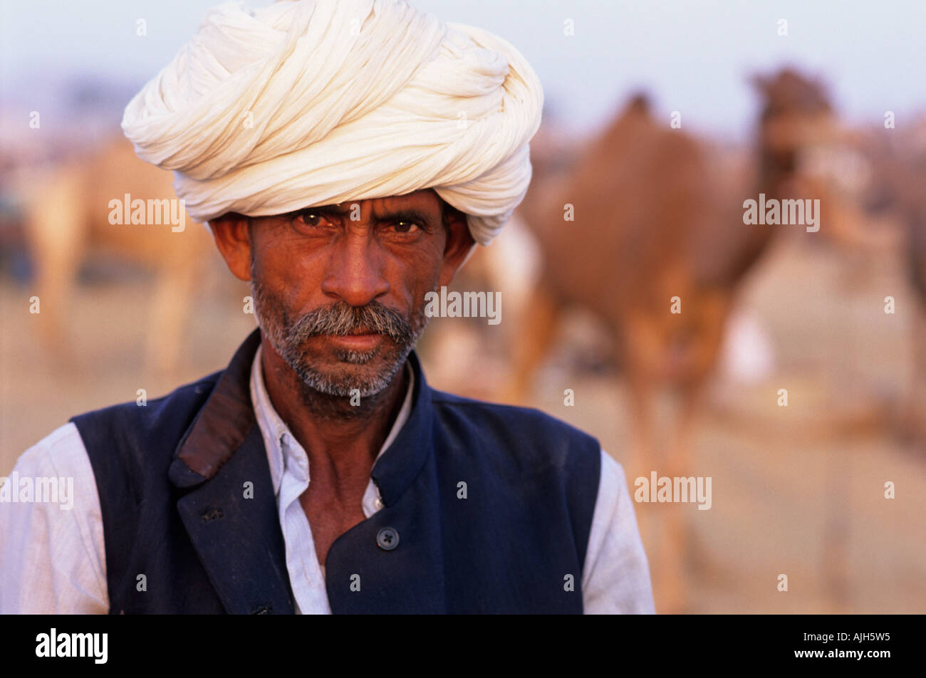 Herder, Pushkar Camel Fair, Rajasthan, India Foto Stock