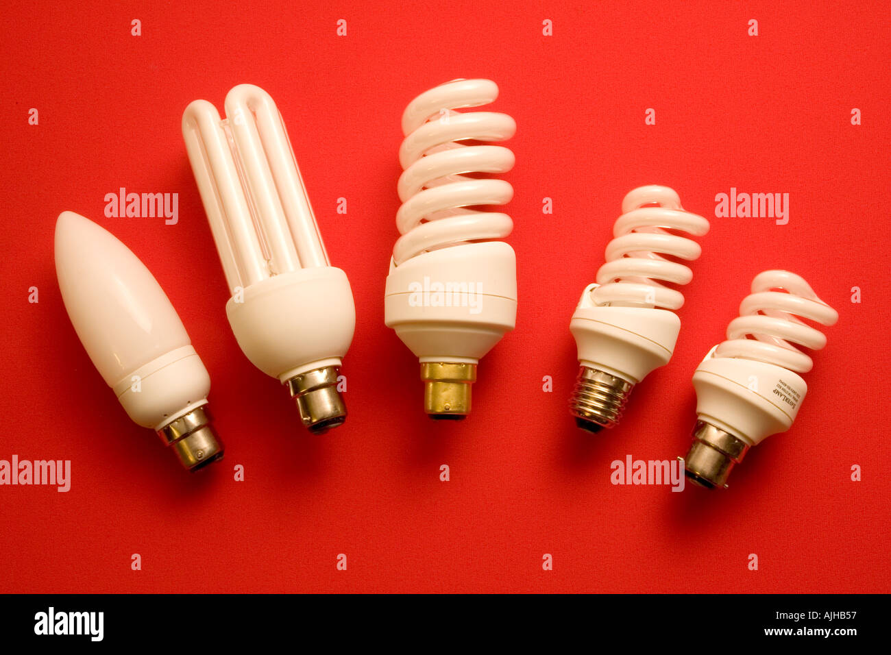 Selezione di efficienza energetica a spirale lampada eco di forme differenti REGNO UNITO Foto Stock