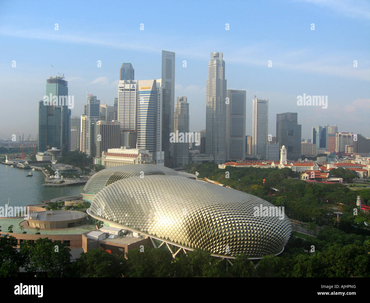 Singapore skyline che include il quartiere finanziario e la opera house Foto Stock