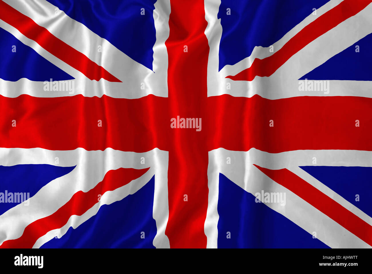 Union Jack flag ondeggiano illustrazione. Bandiera nazionale del Regno Unito Foto Stock