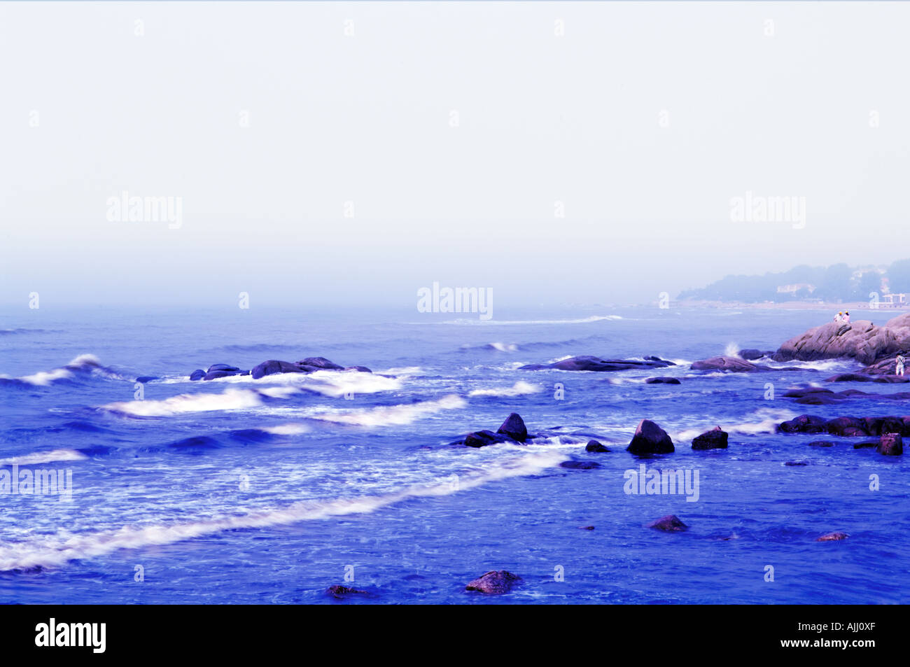 Spiaggia di Beidaihe su Bo Hai in mare nella provincia di Hebei Cina Foto Stock