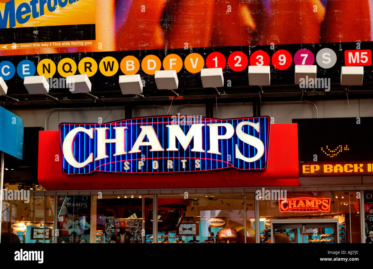 Sport Shop / Metro segno 42nd Street Foto Stock