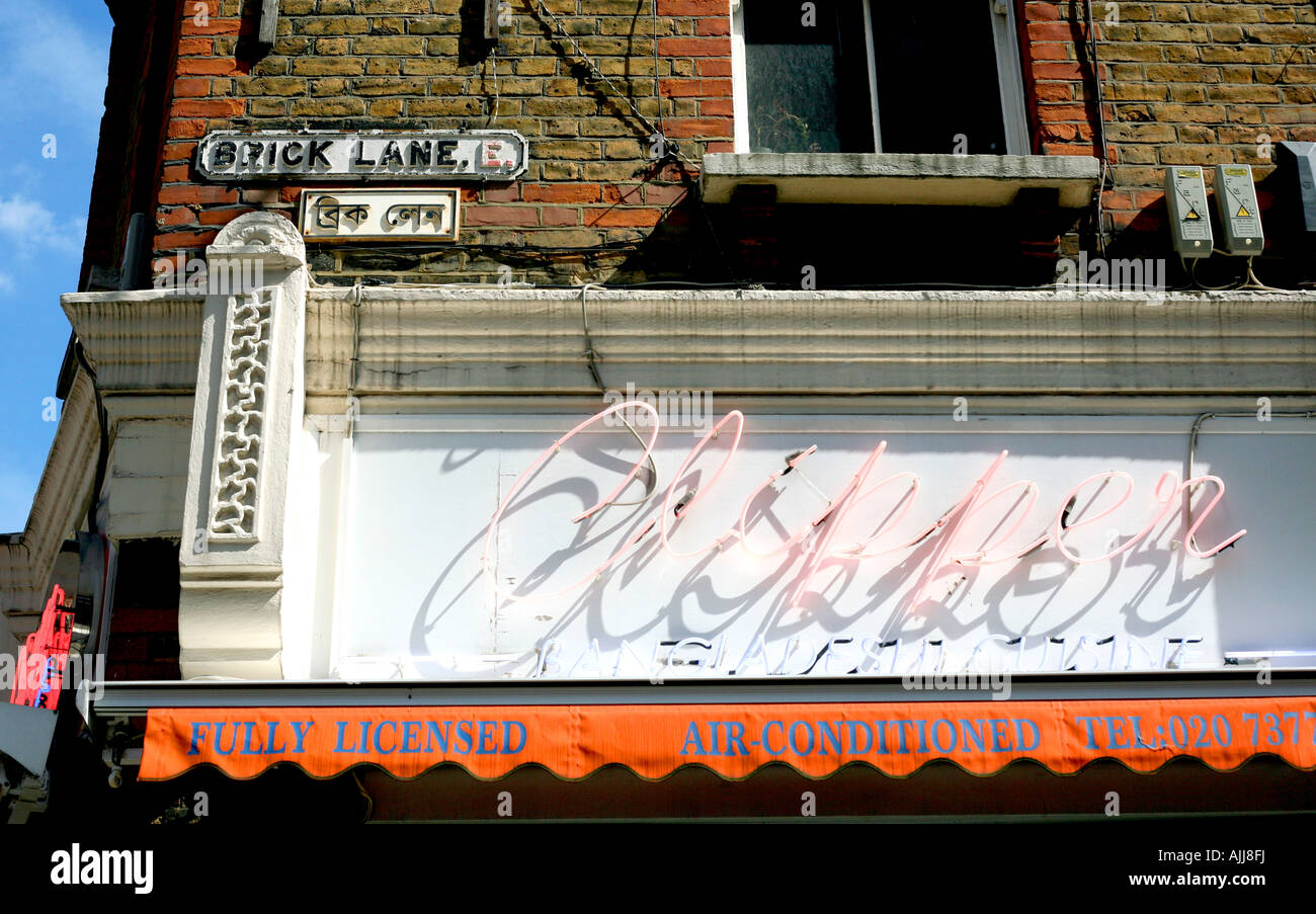 Un cartello stradale in Brick Lane London Foto Stock