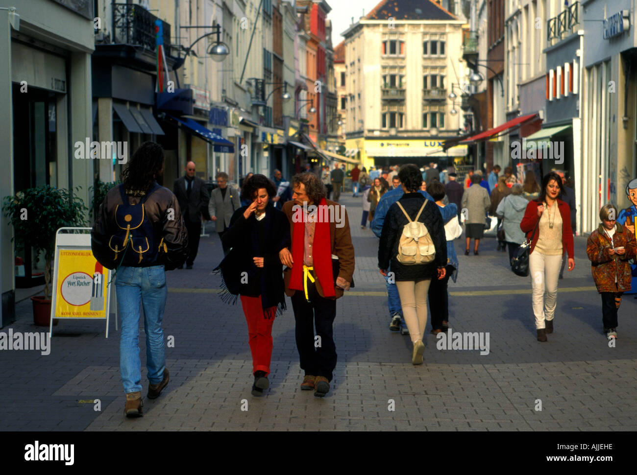 Belgi, popolo belga, uomini, donne, passeggiate, zona pedonale, città di Gand, Gand, Fiandre orientali, Fiandra orientale provincia, Belgio, Europa Foto Stock