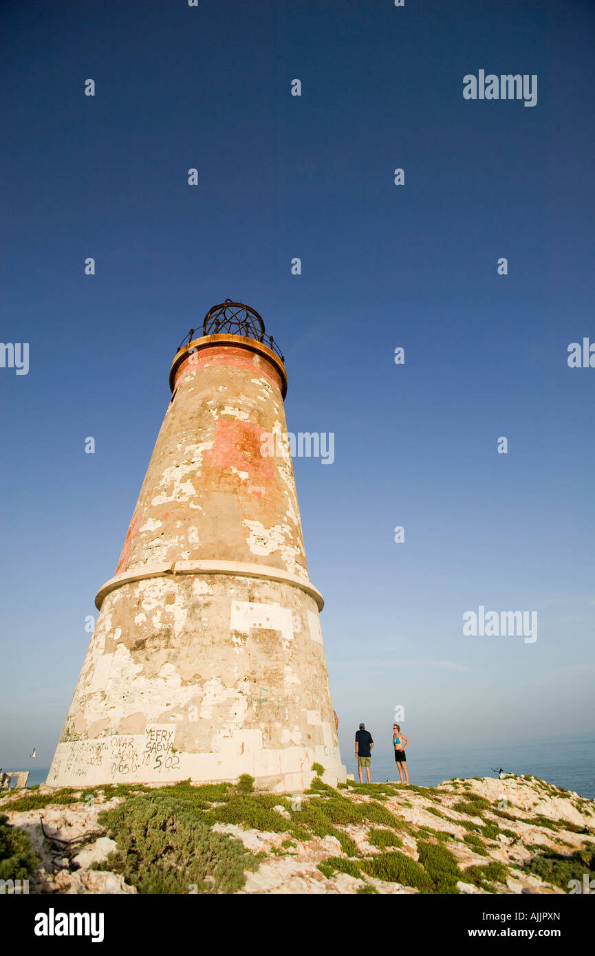 Il gomito Cay lighthouse Cay Sal Banca Isole Bahamas Foto Stock