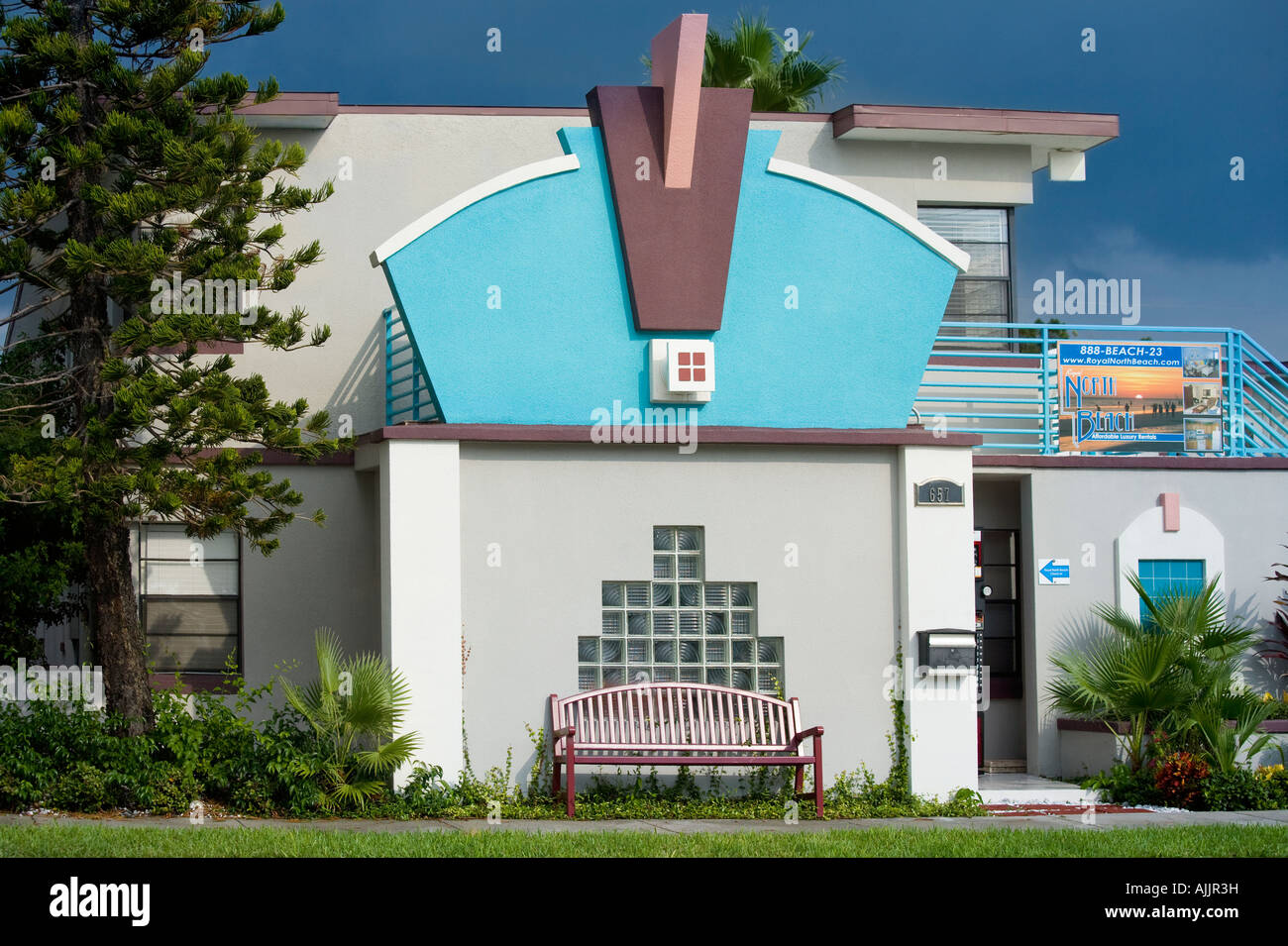 Architettura Googie Royal North Beach Appartamento in affitto resort in Clearwater Beach nell'area di Tampa Bay in Florida. Foto Stock