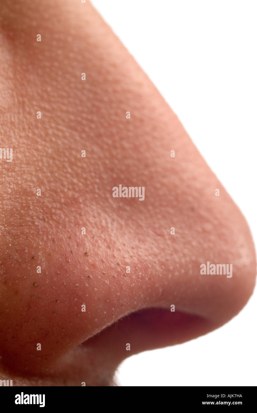 Close-up di uomo di naso. Foto Stock