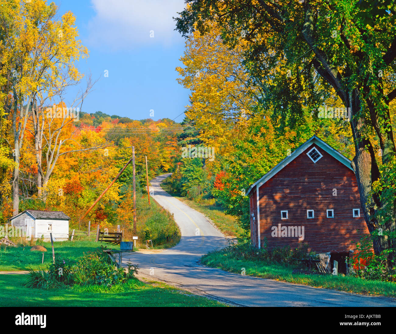 Villaggio rustico nel Vermont negli Stati Uniti con la caduta delle foglie Foto Stock
