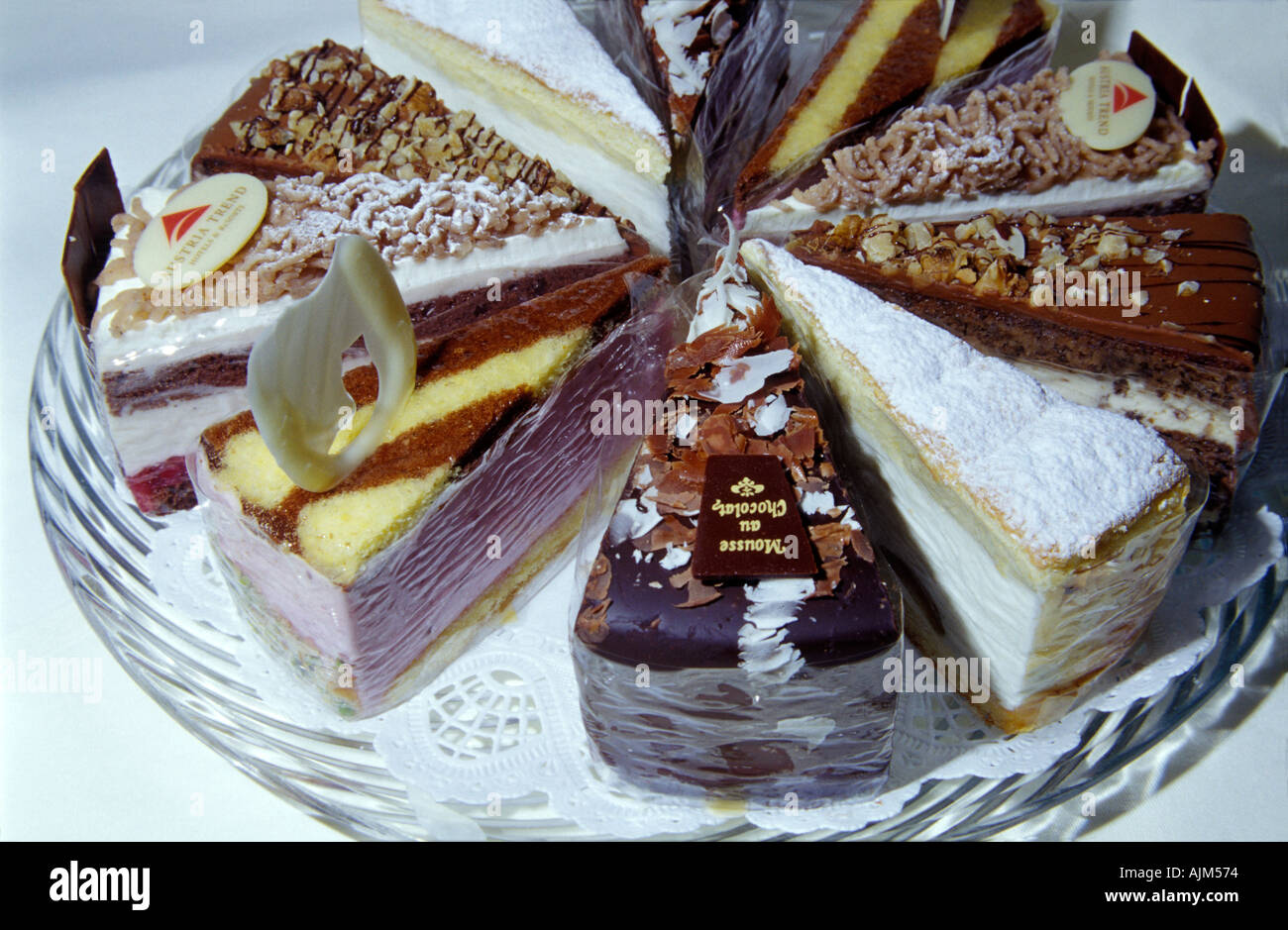 Austrian torte o crostate a Wiener Café Vienna Austria Foto Stock