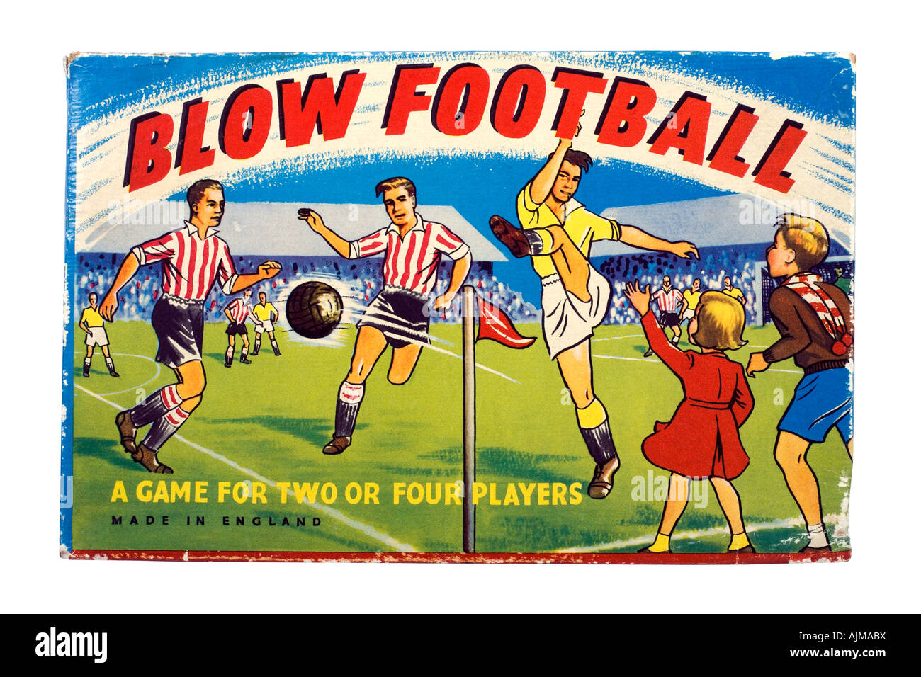 Scatola da soffiare del gioco del calcio prodotte negli anni cinquanta Foto Stock