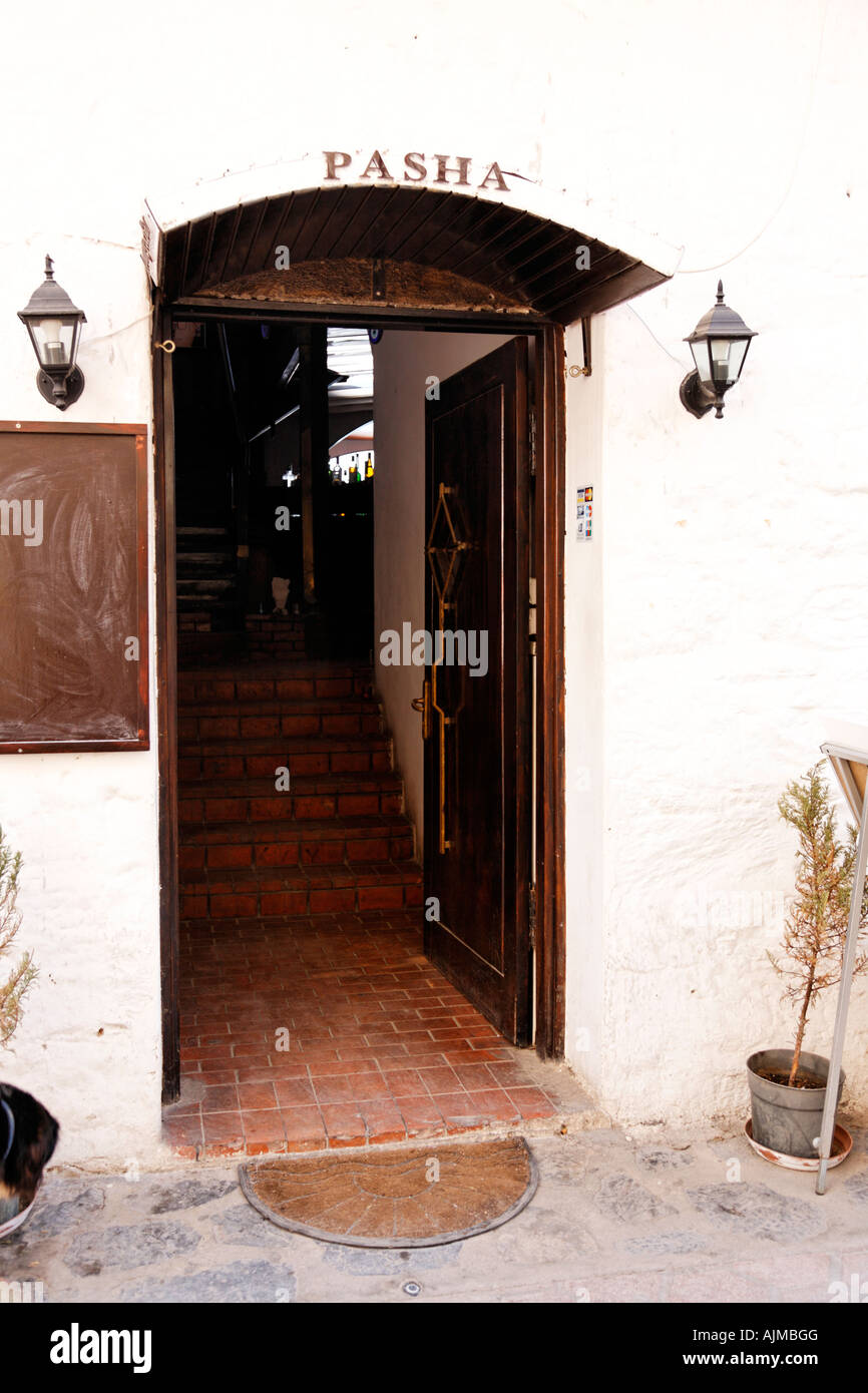 Bodrum Bar Street porta, Turchia Foto Stock