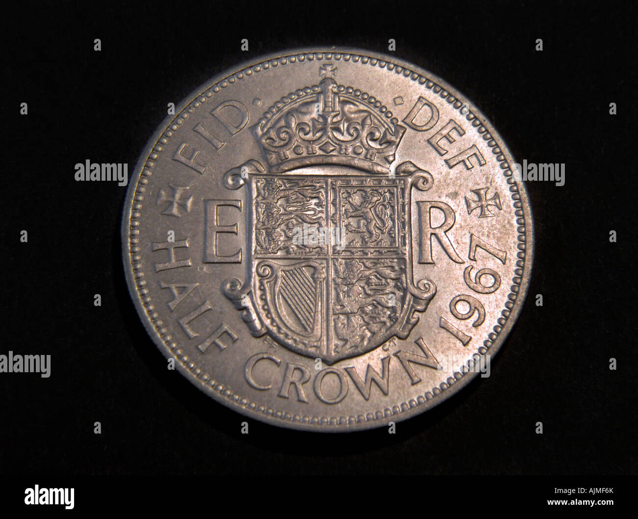 Queen Elizabeth II Mezza Corona Pre Decimalisation British Coin Foto Stock