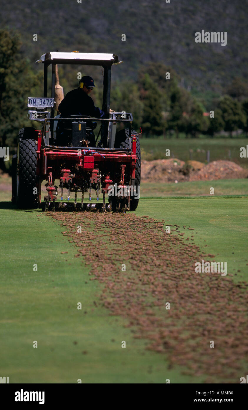 Campo da golf di manutenzione, Tasmania, Australia Foto Stock