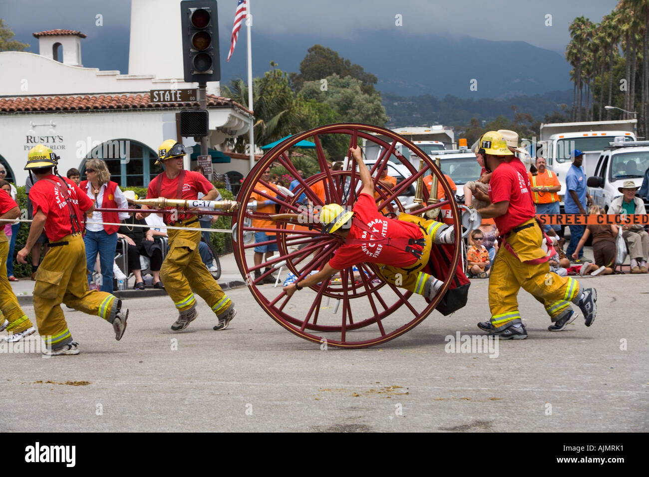 Vecchi giorni spagnolo La Fiesta Corteo Storico El Desfile Historico Parade di Santa Barbara in California Foto Stock