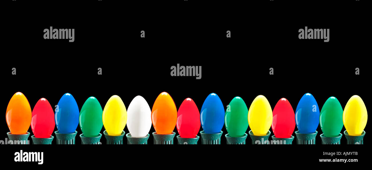 Fila di luci di Natale le lampadine Foto Stock