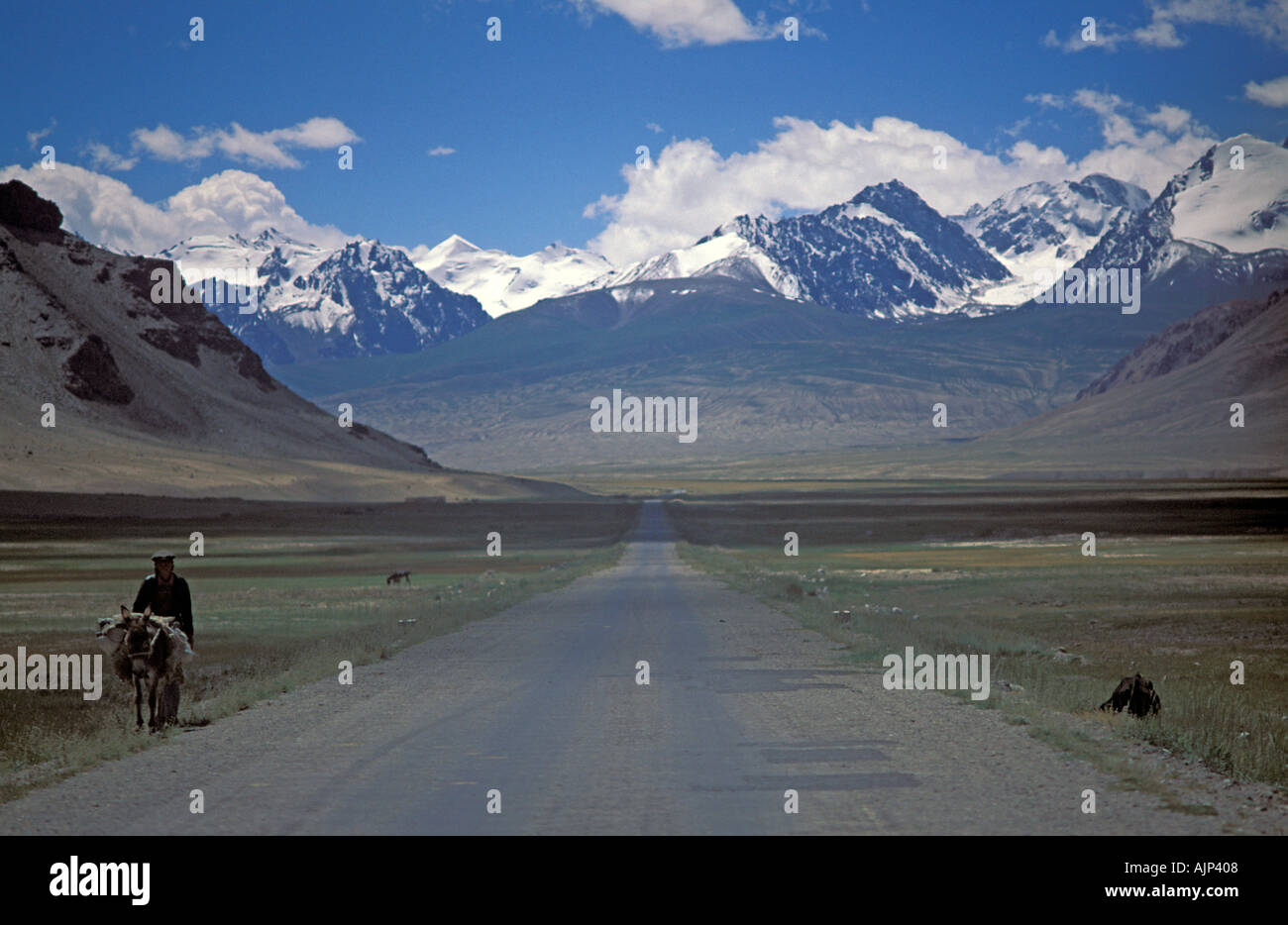 Il cinese Pamir Mountains lungo il tragitto dal passo Khunjerab a Kashgar via Tashkurgan sulla Karakoram Highway Xinjiang Cina Foto Stock
