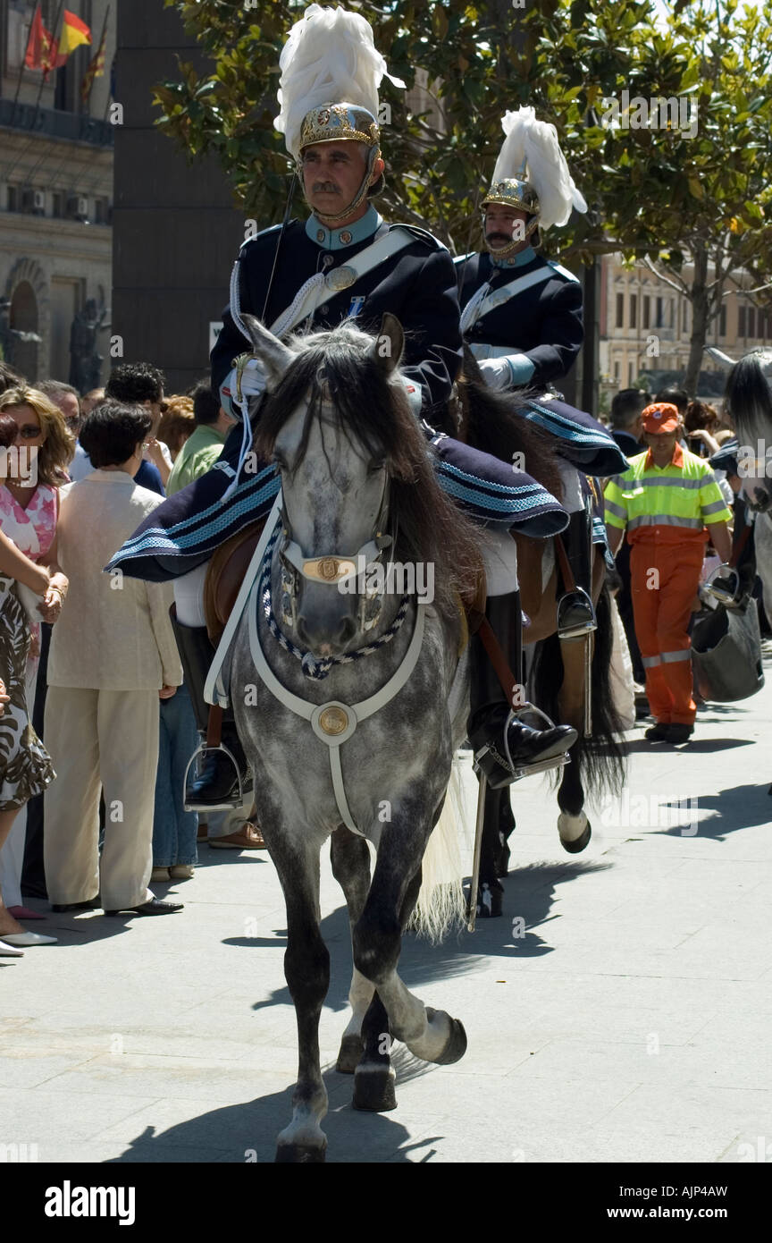 Tradizionale di polizia di guardia, Saragozza, Aragona, Spagna Foto Stock