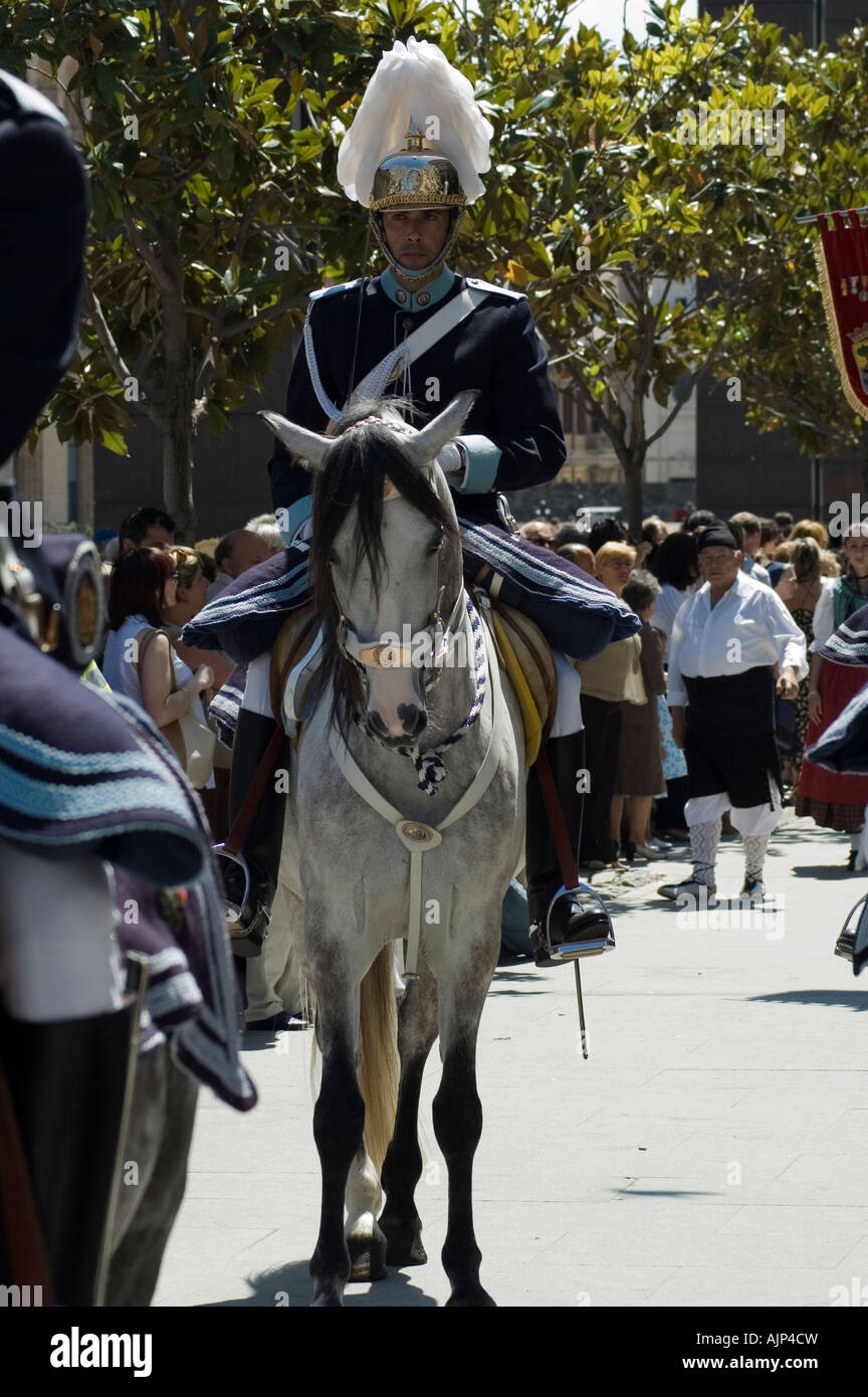 Tradizionale di polizia di guardia, Saragozza, Aragona, Spagna Foto Stock